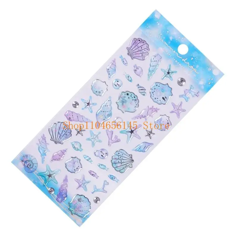 

5asd Тема океана с тиснением из ПВХ, детская мотивационная наклейка для дневника, тетради