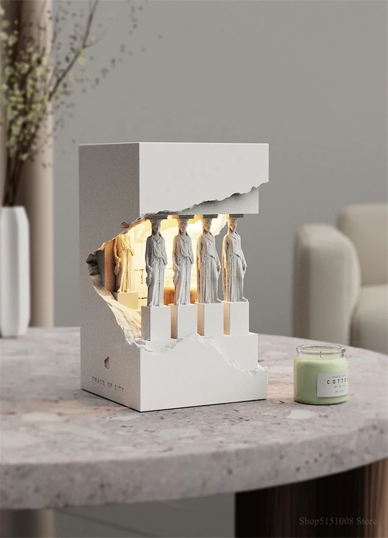 Parthenon Temple Sculpture Molten Wax Lamp Home Decoration Atmospheric Night Scene LED Candle Aromatherapy Lamp YX810TB