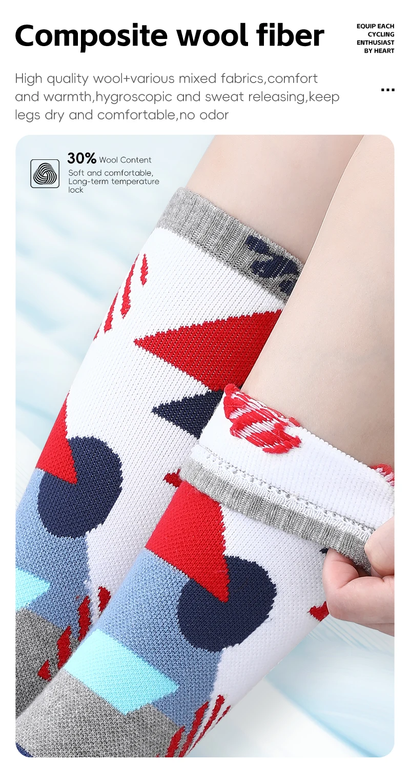 WEST BIKING Thermosocken aus Merinowolle für Jungen und Mädchen, feuchtigkeitsableitend, verdickt, warm, Ski, Wandern, Dämpfung, Kompressions-Sportsocken – Detail 7