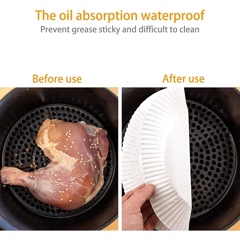 ABHU Air Fryer Disposable Paper Liner,150PCS Non-Stick Disposable Air Fryer Liners,Baking Paper For Air Fryer Oil-Proof