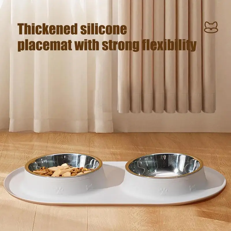 

Dog Water Bowl Cat Feeder With Placemat Silicone Anti-Slip Waterproof Bowl For Dog Feeding Puppy Pet Cat Breed Daily Meals