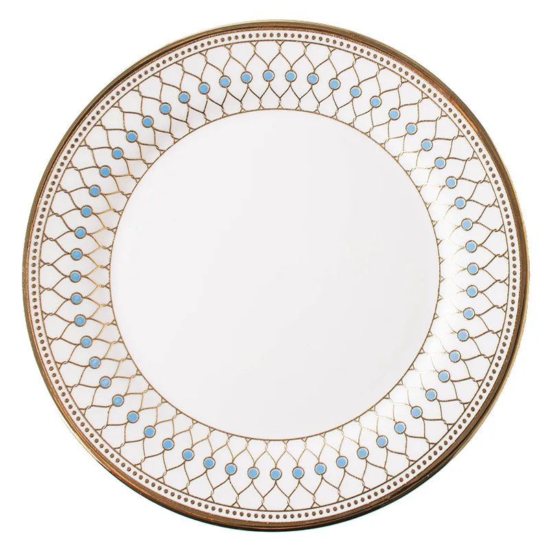 Gold-plated Ceramic Dinner Plate Exquisite Round Western Food Steak Plate Hotel Restaurant Tableware Irregular Cooking Dishes