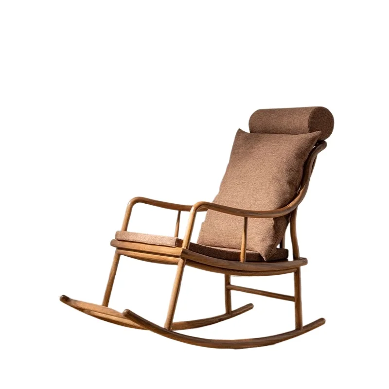 

Chinese solid wood rocking chair sofa balcony home leisure living room antique recliner