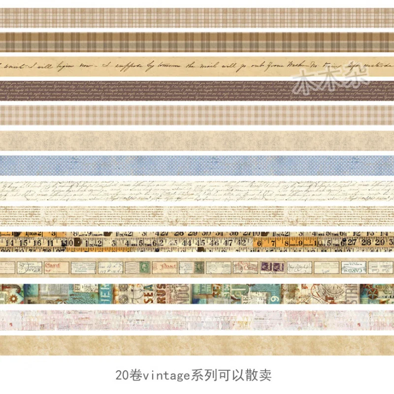 custom.[Hot Sale] Vintage Washi Tape Ultra-Thin Divider Line and Paper Tape Pull Strip Journal Tape European Style Journal Mater