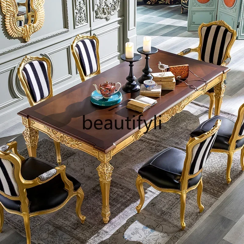 

French Chinese style dining table and chairs beech high-end restaurant furniture