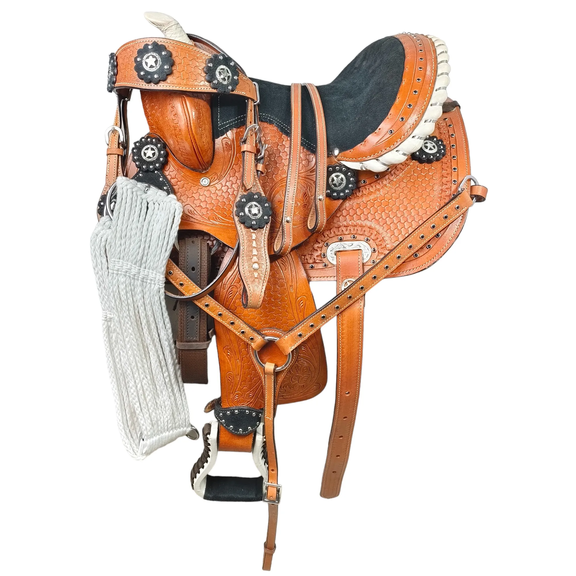 Handmade Premium Quality Leather Western Barrel Racing Horse Saddle Trail Custom Size Design Color With All Accessories Included