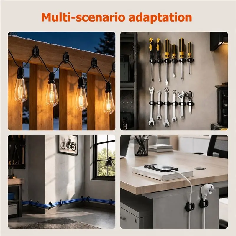 A25F-Elastic Cable Clips 20-Piece Set-Adjustable For Ultimate For Ultimate Cable Management And Organization