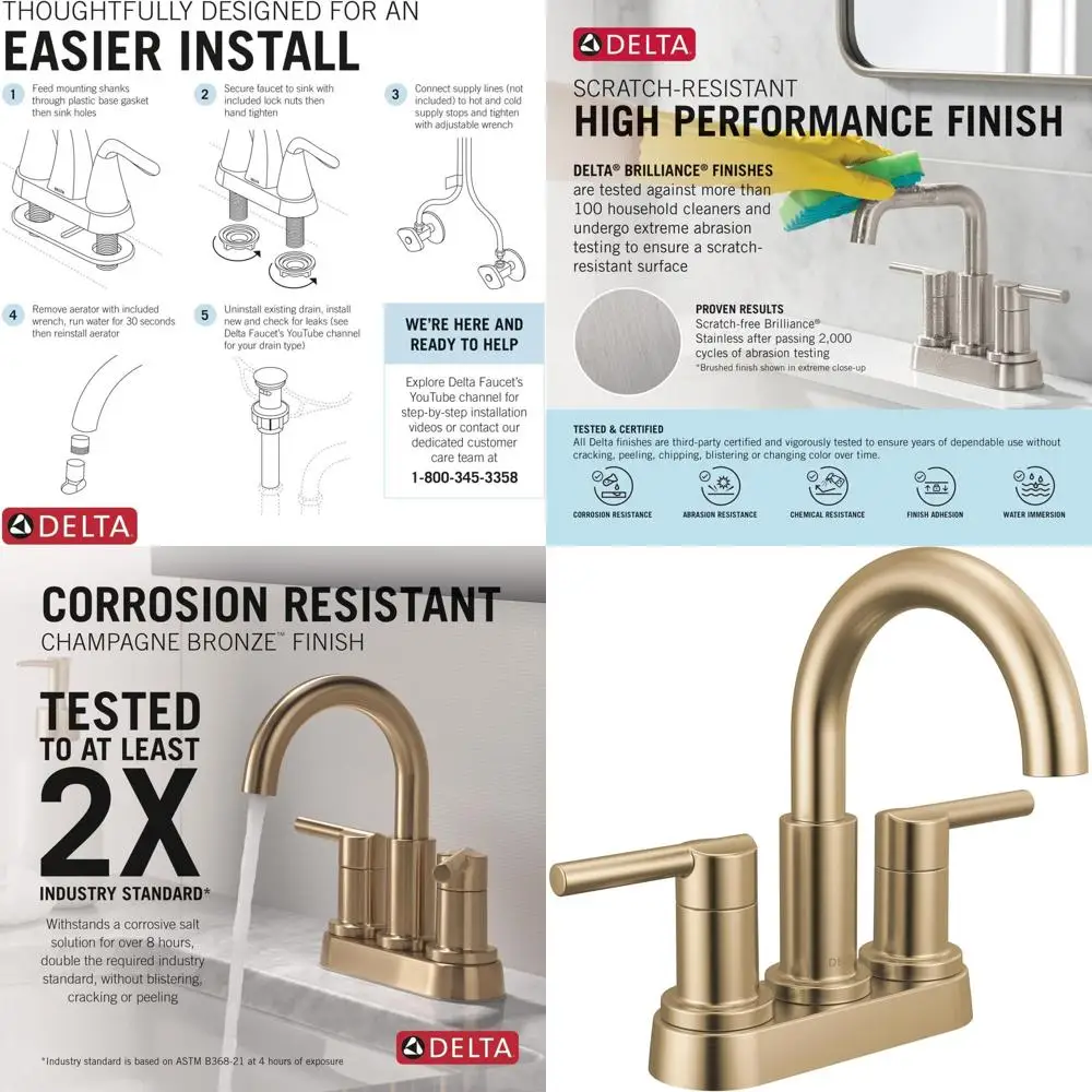 

Champagne Bronze 4 Centerset Faucet with Spray, 3-Hole Sink Fixture, Pull-Out Sprayer, Push-Pop Drain, 25749LF-CZ