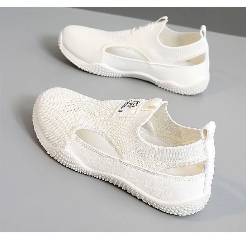 Damen Sommer Weiße Schuhe Koreanischer Stil Ins Mode Atmungsaktive Strick-Freizeitschuhe – Detail 13