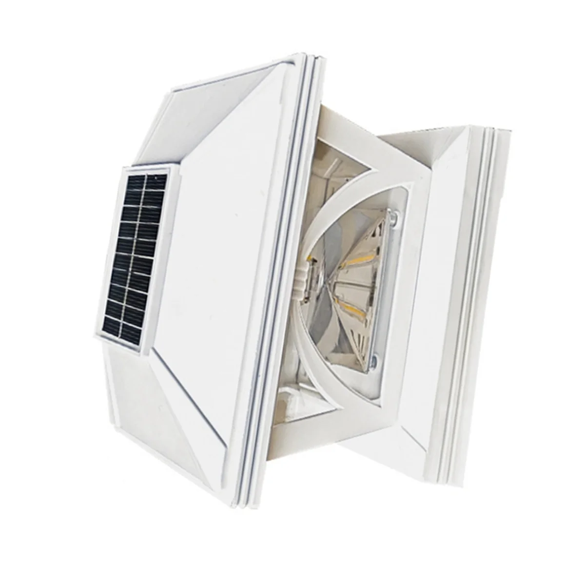 4 قطع من مصابيح الطاقة الشمسية للسياج الخارجي LED لديكور الفناء الخشبي، إضاءة بيضاء دافئة (أبيض) #2