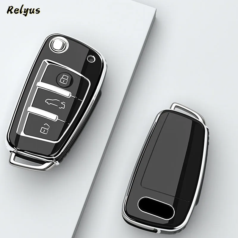 

TPU Car Flip Key Cover Case For Audi C5 C6 R8 A1 A3 A4 A5 A6 A7 Q3 Q5 Q7 S6 B6 B7 B8 8P 8V 8L TT RS RS3 S3 Sline Accessories