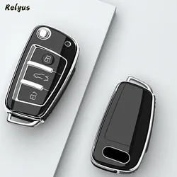 TPU Car Flip Key Cover Case per Audi C5 C6 R8 A1 A3 A4 A5 A6 A7 Q3 Q5 Q7 S6 B6 B7 B8 8P 8V 8L TT RS RS3 S3 Sline accessori