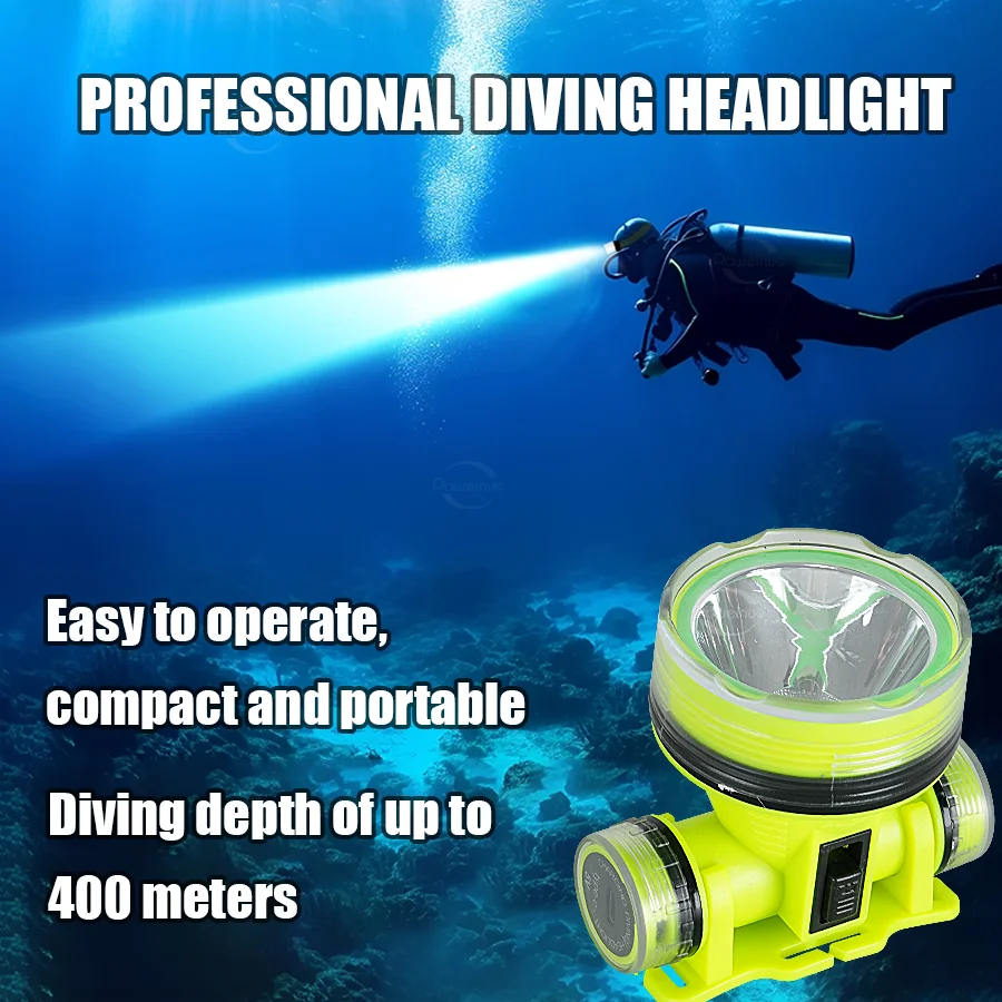 NEW Professional Diving Headlamp Underwater 800M Submersible IPX8 Waterproof Diving Head Flashlight Rechargeable LED Head Lanter