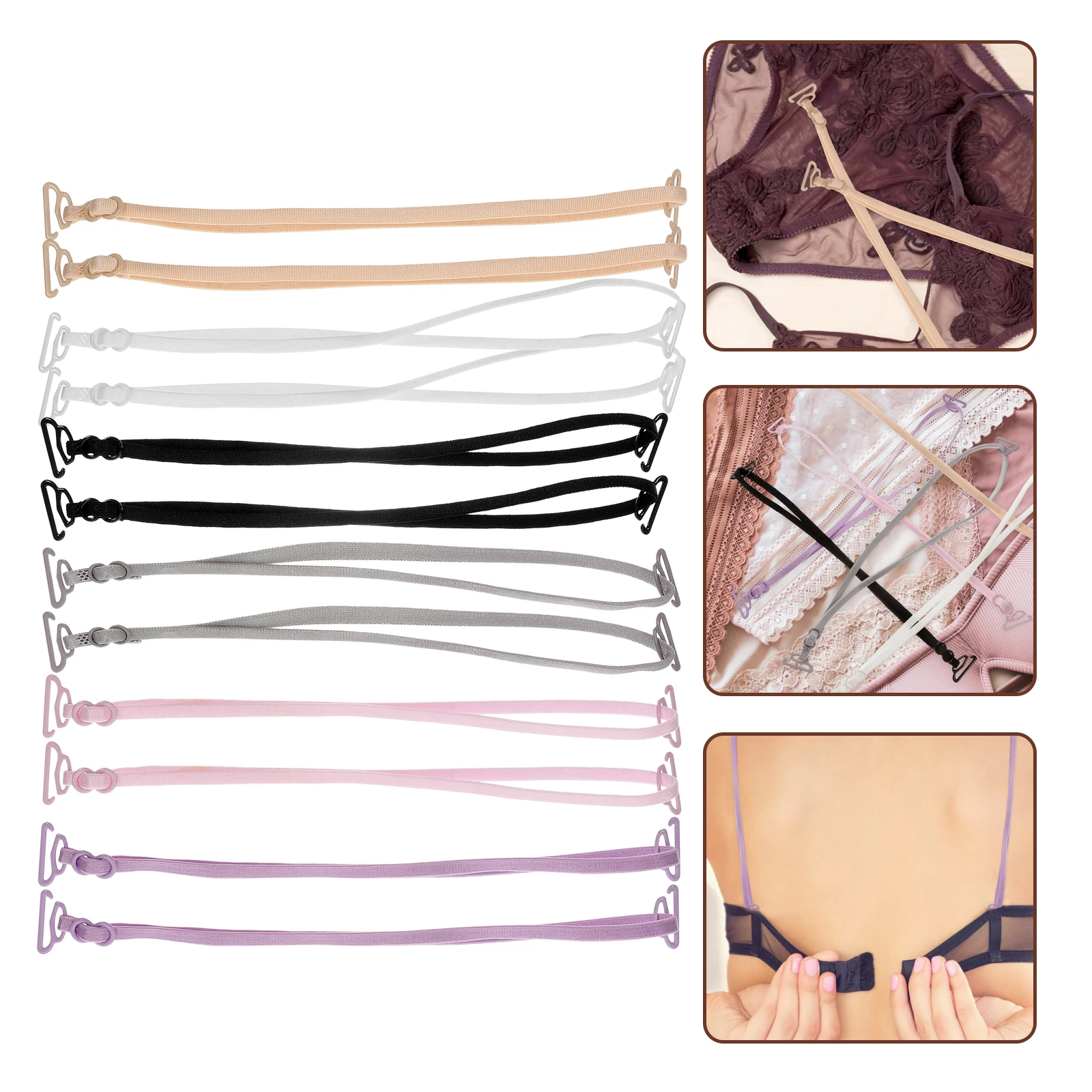 

12pcs Invisible Bra Straps Women's Adjustable Nonslip Shoulder Strap Holders Elastic Lingerie Replacement for Dresses Shirts