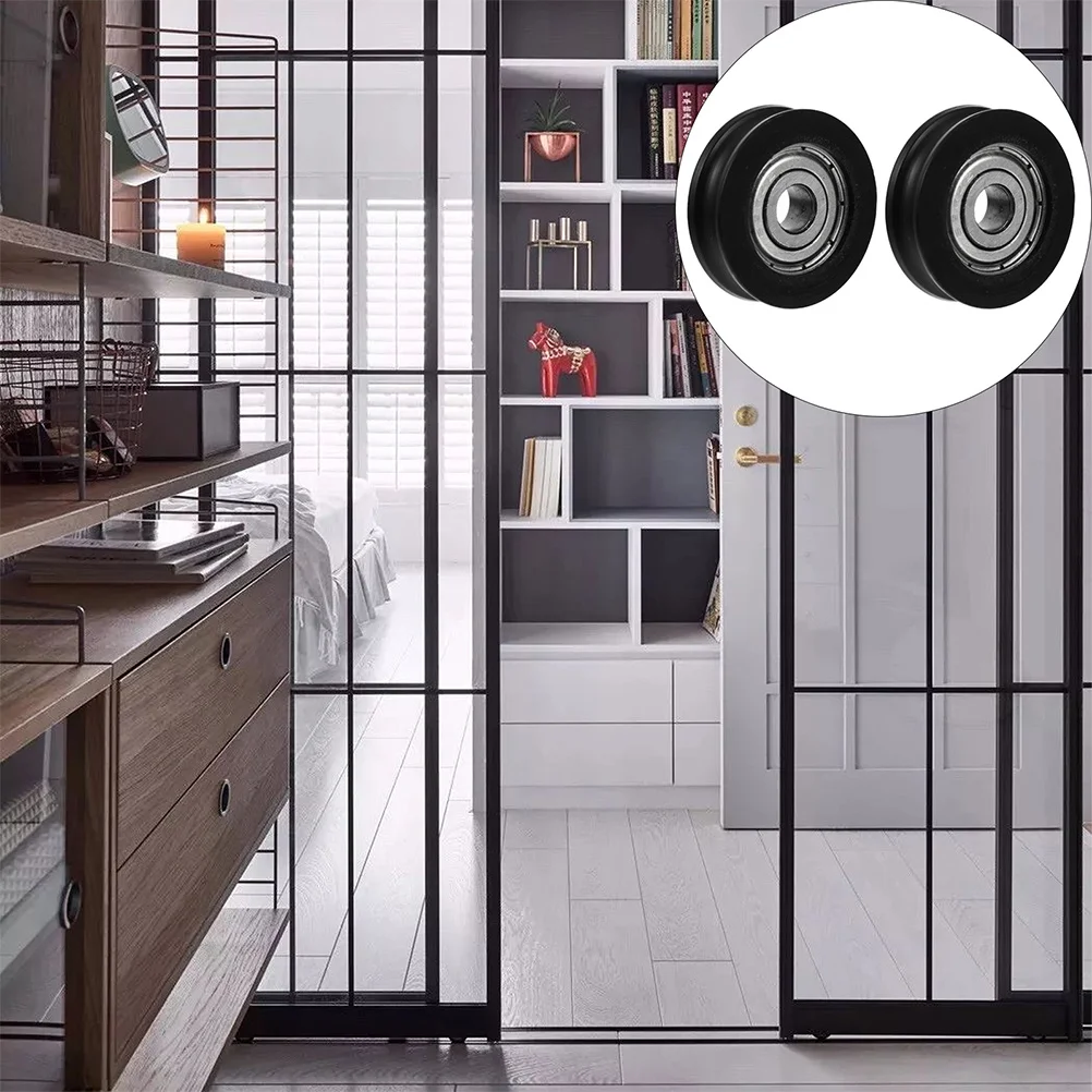 Polia de rolamento para porta deslizante, 4 unidades, rolo resistente com sulco em u, roda de pista, portão deslizante, polia de corda