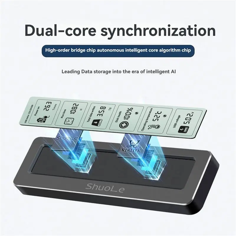 ABRI-3X Shuole M. 2 NVME/NGFF Dual Protocol SSD Enclosure With Display Screen Health Detection Type-C 3.2 10Gbps