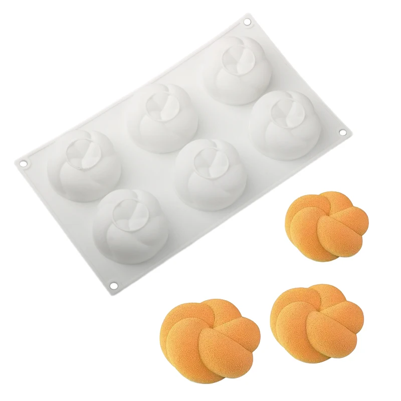 6-Cells Round 5 Petal Twisted Mousse Cake Molds French Mousse Dessert Moulds Food Grade Silicone Molds Kitchen Cake Baking Tools