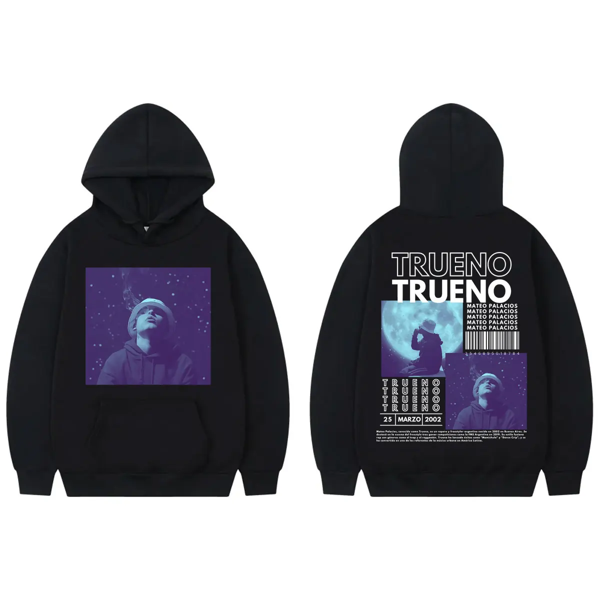 

Rapper Trueno Album Poster Double Sided Graphic Hoodie Harajuku Hip Hop Hooded Sweatshirts Men Women Fashion Oversized Pullovers