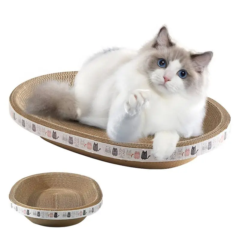 Cat Scratch Board Oval-shaped Cat Scratcher Cat Scratch Bowl Grinding Claws For Scratching Posts And Furniture