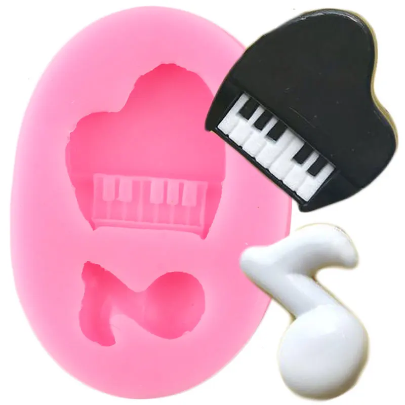 Piano Silicone Mold Music Note Fondant Cake Decorating Tools Baby Birthday Cupcake Topper Candy Clay Chocolate Gumpaste Moulds