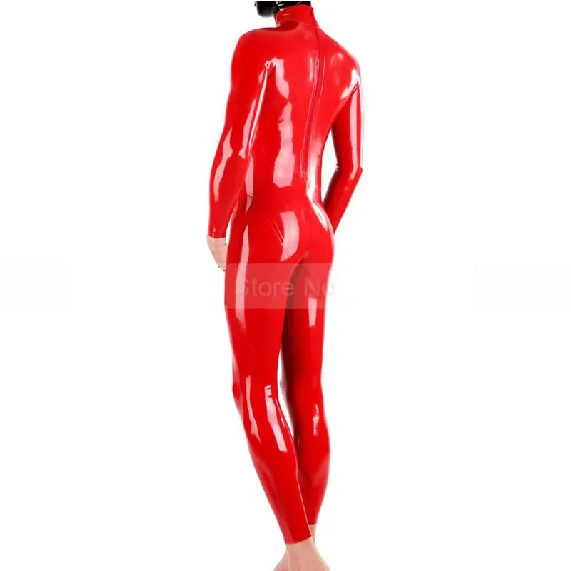 

customized Handmade Red Latex Catsuit Male Rubber Bodysuit with Back Zippers Men Cosplay Costume cosplay