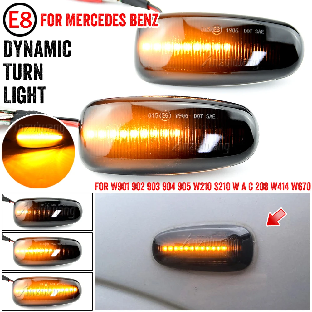 

Fit For Mercedes-BENZ CLK-Class W208 1997-2000 Side Marker Turn Signal Indicator Led Dynamic Light Sequential Blinker