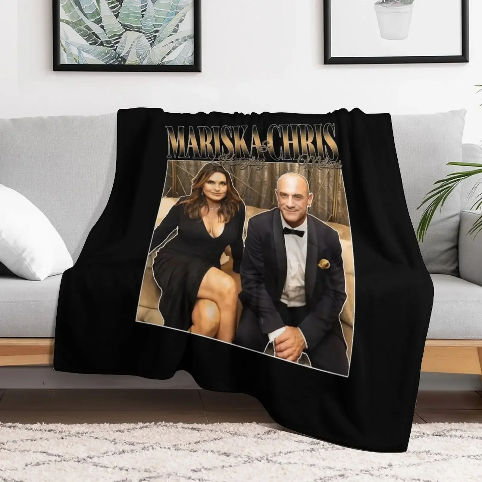 Mariska Hargitay and Chris Meloni Chriska at the Emmys vol 2 90s Inspired Throw Blanket Beach Flannel Fabric Blankets