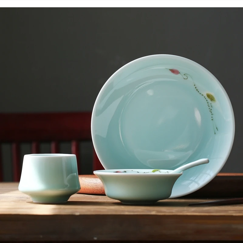 

Ceramic tableware set hand-painted one-person food dishes spoon dinner hotel table restaurant supplies