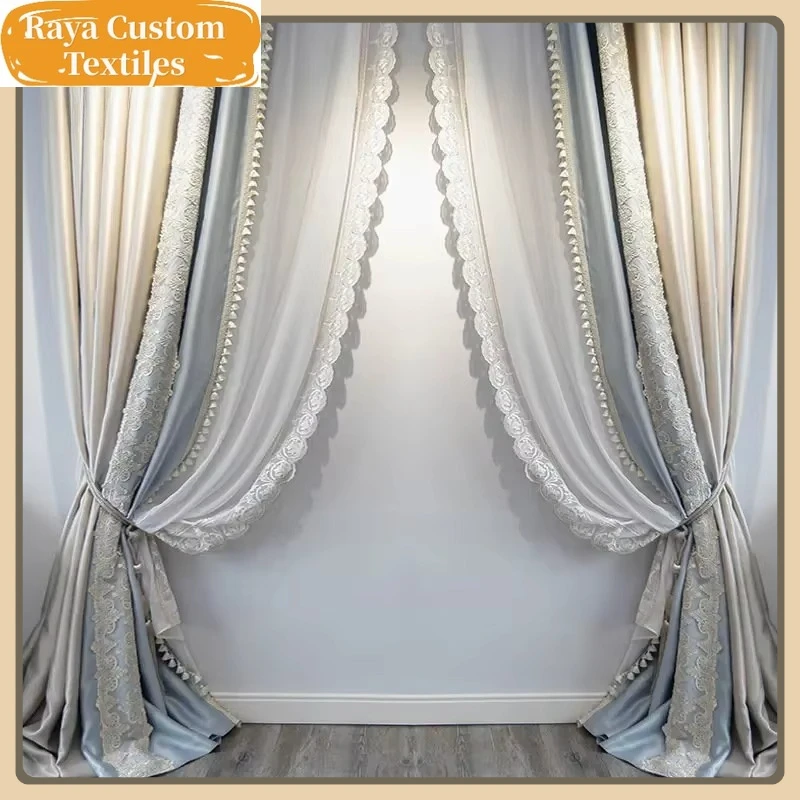 

French Lace Luxury Curtains For Living Room Bedroom Blackout Dining Room Precision Embroidery Elegant Window Door Decoration