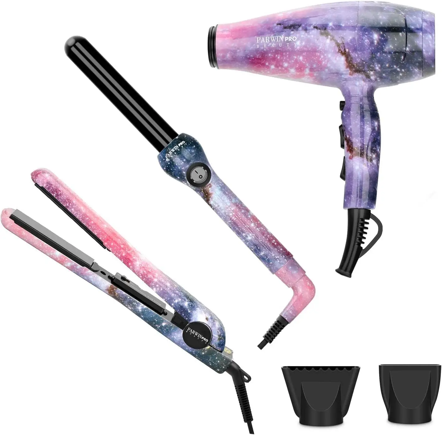 

Professional Hair Styling Set - 1875W Dryer, Curling Iron & Straightener with Ionic Technology, Perfect Gift