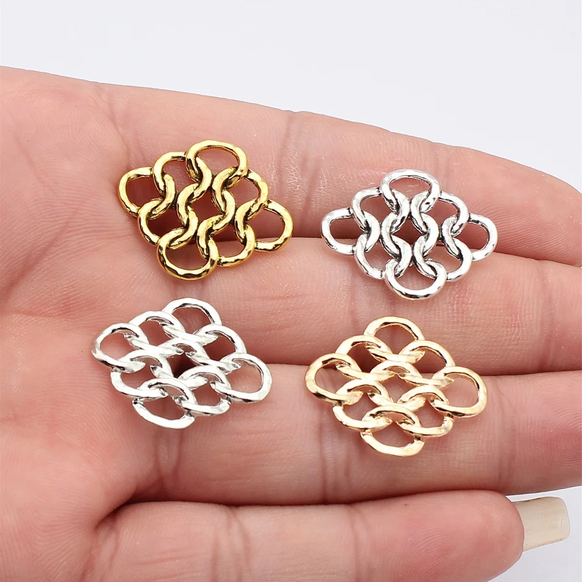WYSIWYG 10pcs 27x23mm 4 Colors Hollowed-Out Geometric Rhombus Texture Charms Connector For DIY Jewelry Making