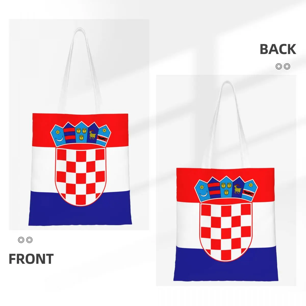 Croatia Football Flag Shopping Bags Canvas The Tote Bag Reusable for Women Shoulder Tote Travel Handbag