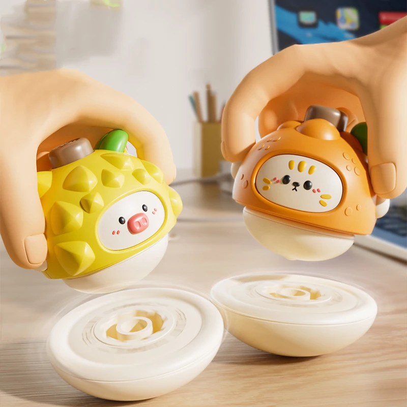 New Cartoon Fruit Gyroscope Multicolor Spinning Toy Gyro Parent-child Interaction Hand Eye Coordinated Rotating Collision Gyro