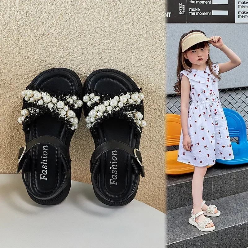 

2025 Children Sandals for Girls Summer New Fashion Korean Style Soft Bottom Anti-slippery Versatile Chic Princess Beach Shoes