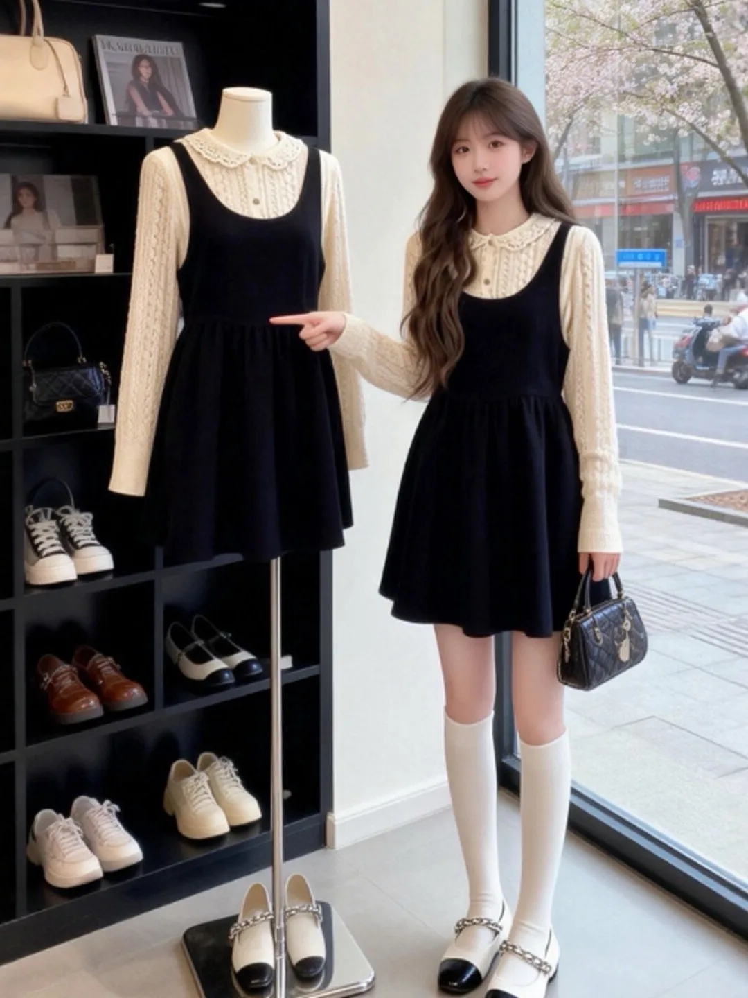 

Korean Style Two-Piece Set Short Dress And Strap Top Spring Fashion Comfortable Cotton High Waist Slim Fit Casual Outfit