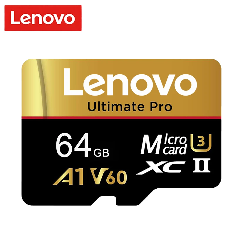 Lenovo originele Class 10 UHS-II Micro SD-kaart, 1 TB, hoge snelheid, A1, V60, stabiele prestaties, TF-flashkaart voor telefoon, camera en drone.