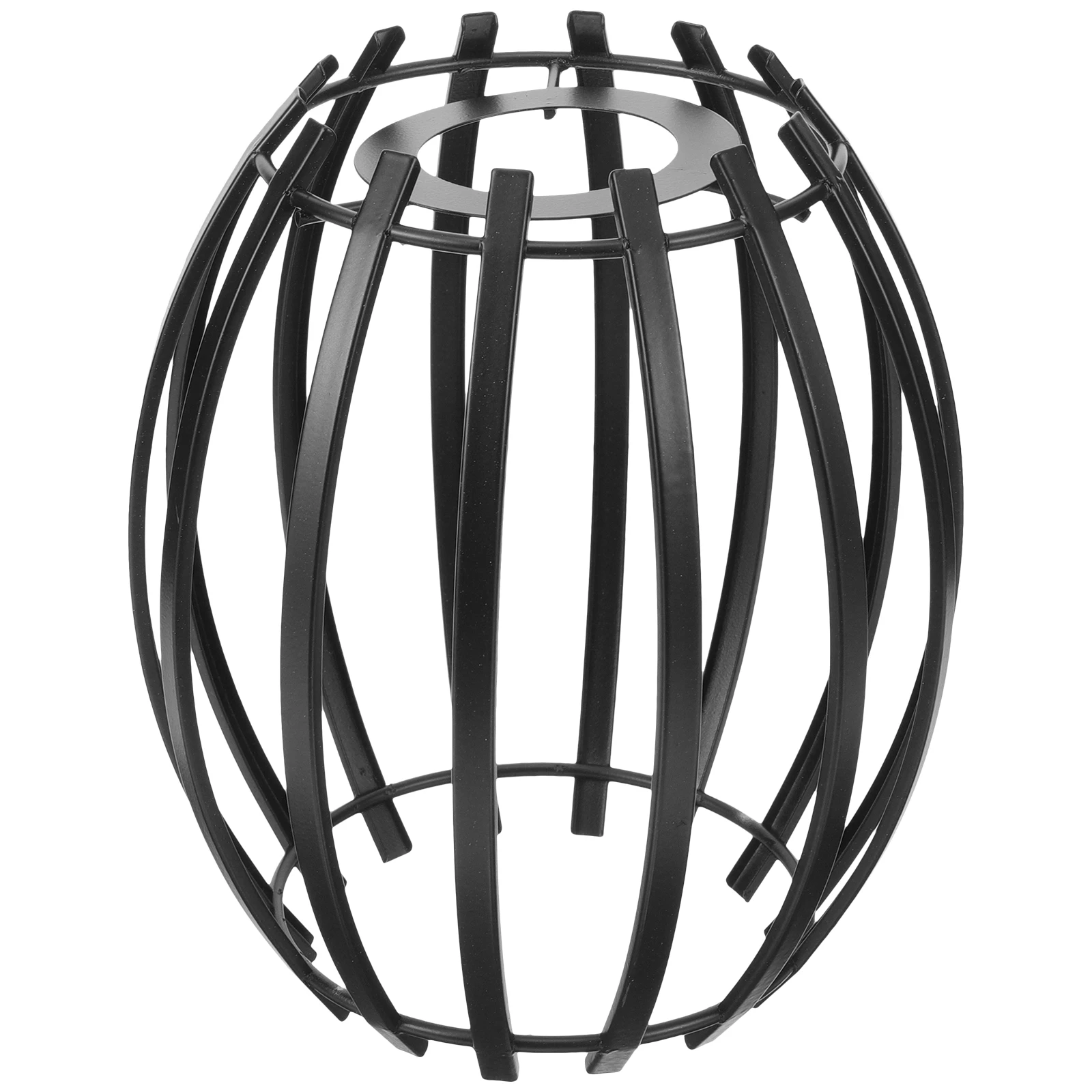 

Geometric Shape Lighting Adjustable Metal Cage Lamp Shade Frame Black Iron Hollow Design Soft Light Decorative
