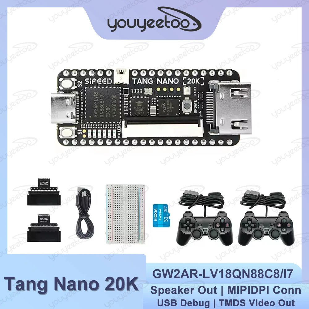 Sipeed Tang Nano 20K Development Board RISC-V Linux Retro Game Player GW2AR-LV18QN88C8/I7 FPGA Chip Logic Units LUT4 Speaker Out