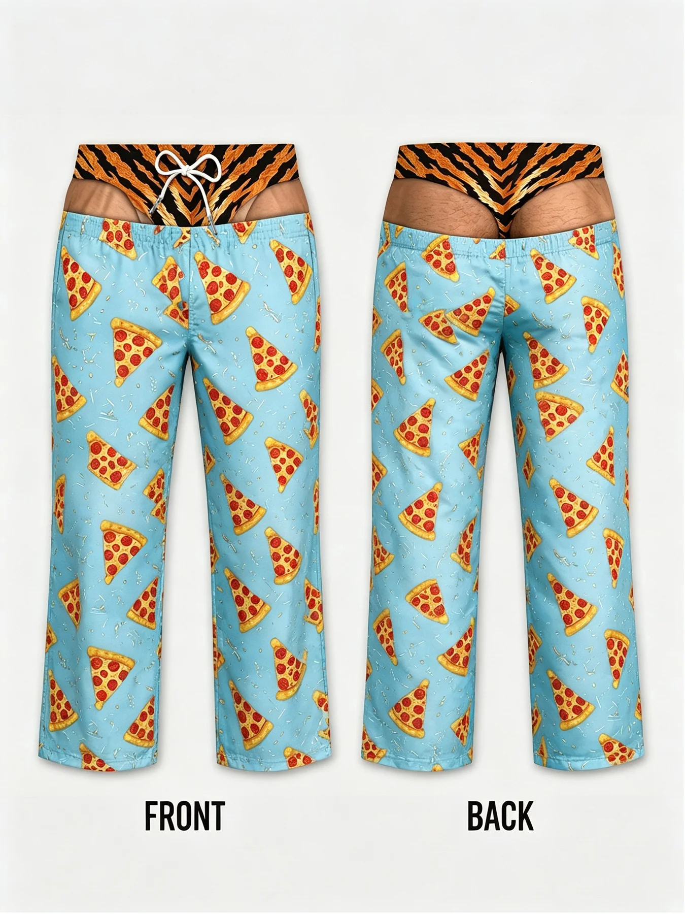 Men's Hollow Out Fun Sleeping Pants with Black and White Stripes Polka Dot Drawstring Loose and Trendy Quick Drying Pants