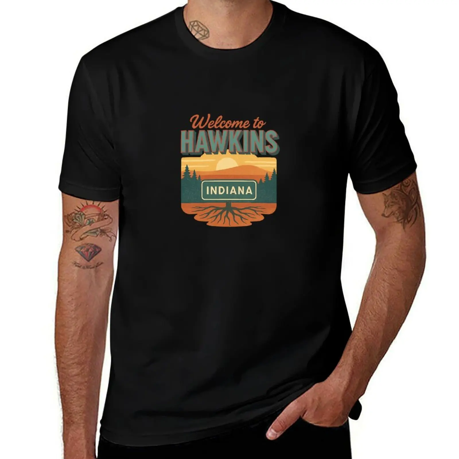 

Welcome to Hawkins – Retro Postcard Tribute T-Shirt anime figures Man t-shirt Louboutins custom t-shirts men tshirt