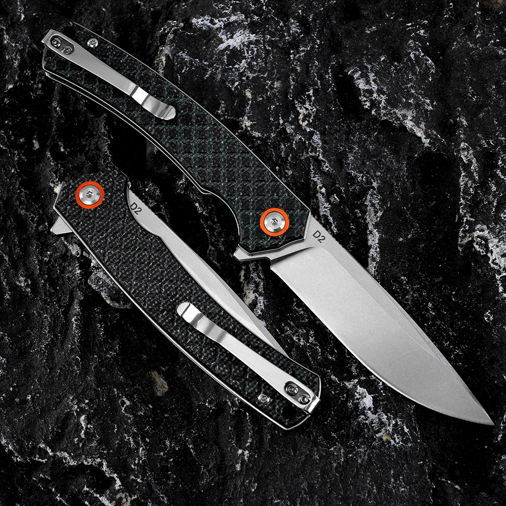 FREETIGER D2 Folding Knife Micarta Handle Pocket Knife for Outdoor Camping Hunting Hiking Survival EDC Tool Box Cutter