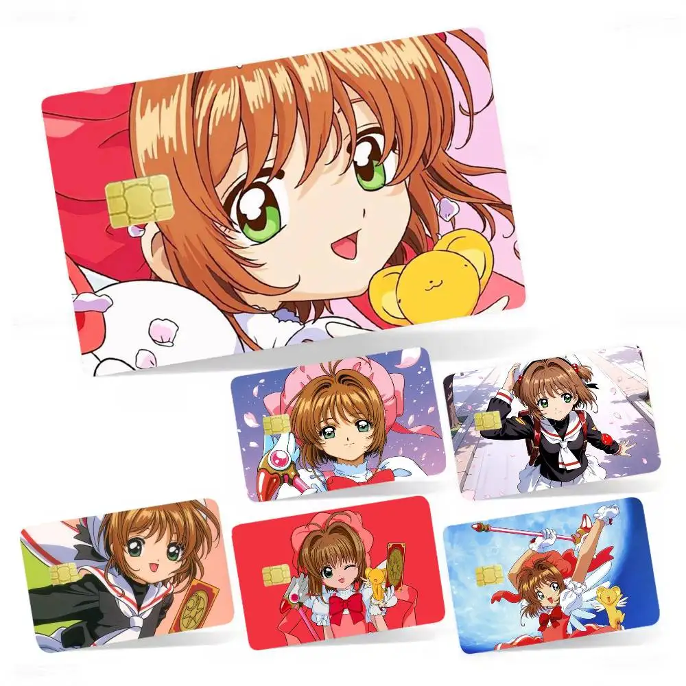 

S-Sakura Kinomoto 4pcs 1Set Laser Holographic Sticker Skin Cover for Credit Bank Debit Card