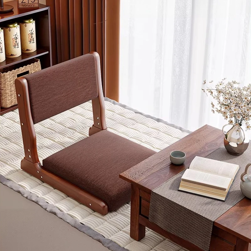Lazy Living Room Solid Wood Sofa Japanese Tatami Floor Seat Single Folding Bed Backrest Chair Bay Window Washitsu Seat Cushion