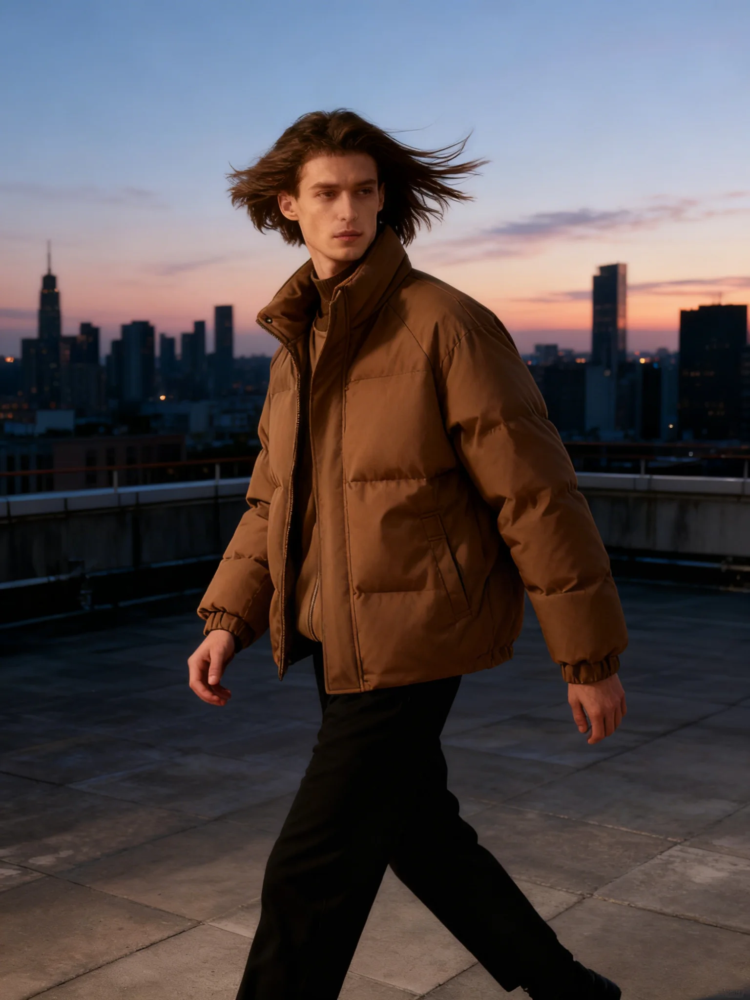 

Unisex Mock Two-Piece Winter Jacket, Oversized Insulated Coat For Man, Elegant Women's Puffer