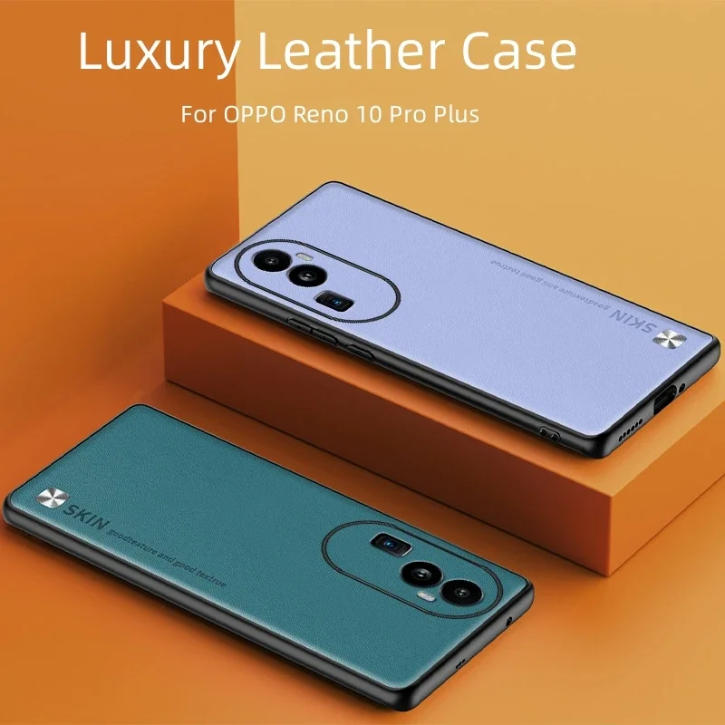 For OPPO Reno 10 Pro Plus Case Luxury Leather Business Style Non-Slip Back Cover For OPPO Reno 10 10Pro Shockproof Bumper Funda