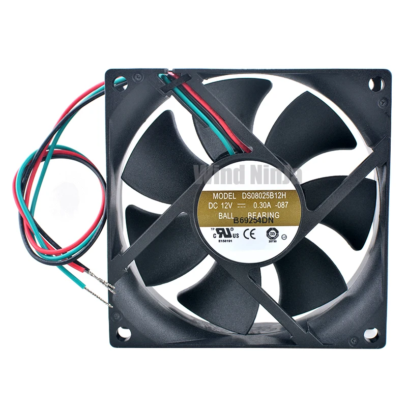 DS08025B12H 8cm 80mm fan 80x80x25mm DC12V 0.30A 3000rpm Dual ball bearing cooling fan for chassis CPU power supply