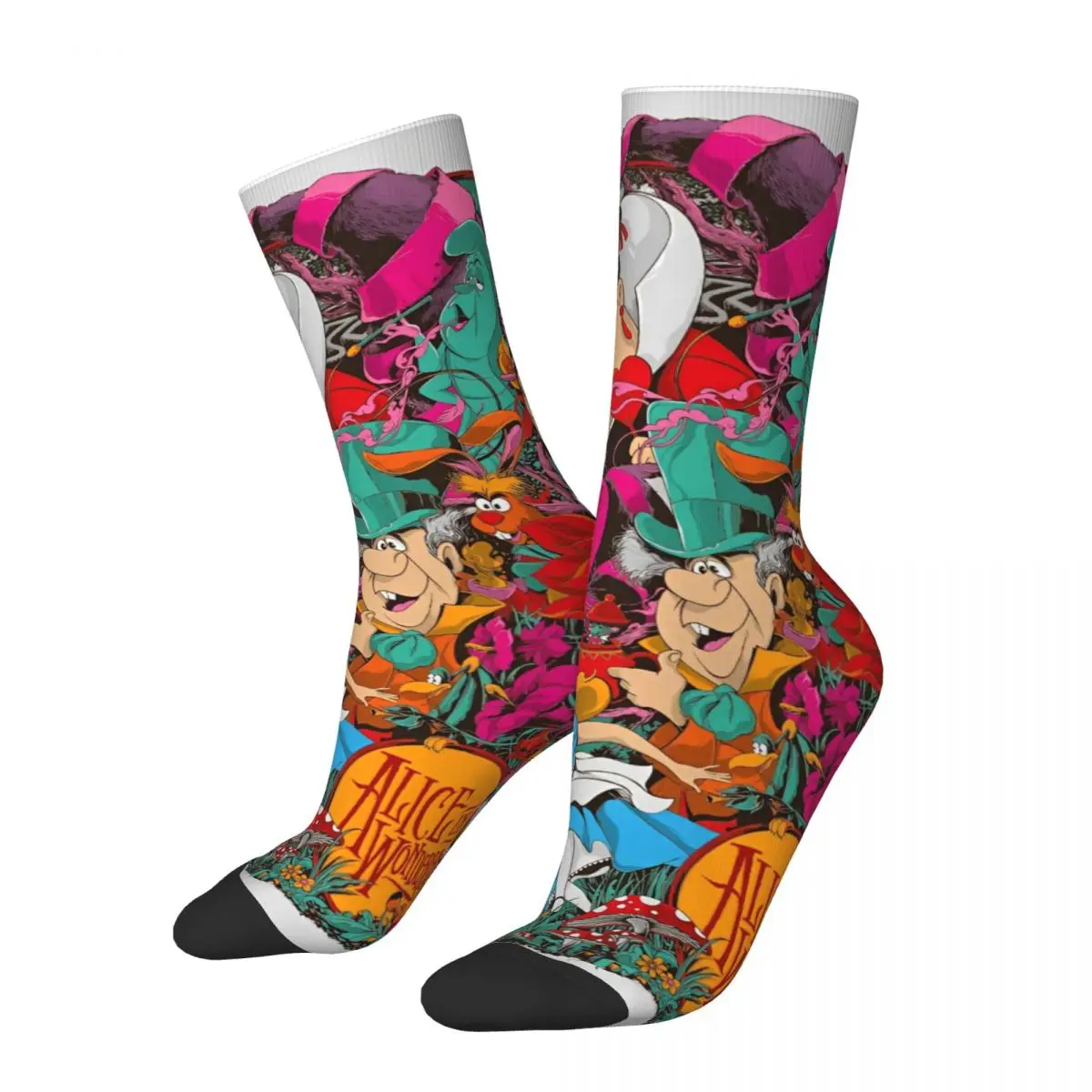 

Alice In Wonderland Socks Elegant Stockings Adults Men Comfortable Running Socks Autumn Printed Anti Skid Socks