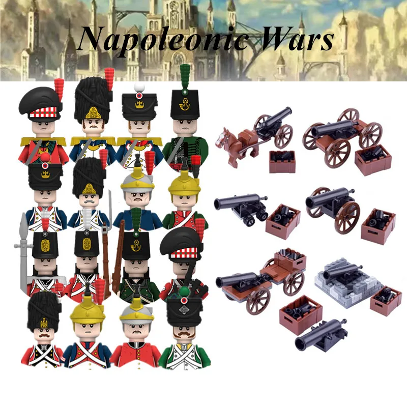 New Style Kids Toys Building Blocks Military Napoleon War Series Soldiers Figure French Britain Army Senior Officer Weapons Moc