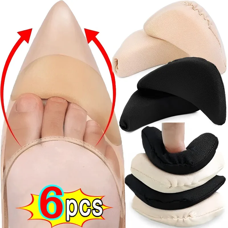 2/6pcs Sponge Forefoot Insert Pad Women Pain Relief High Heel Insoles Reduce Shoes Size Filler Protector Adjust Shoe Accessories