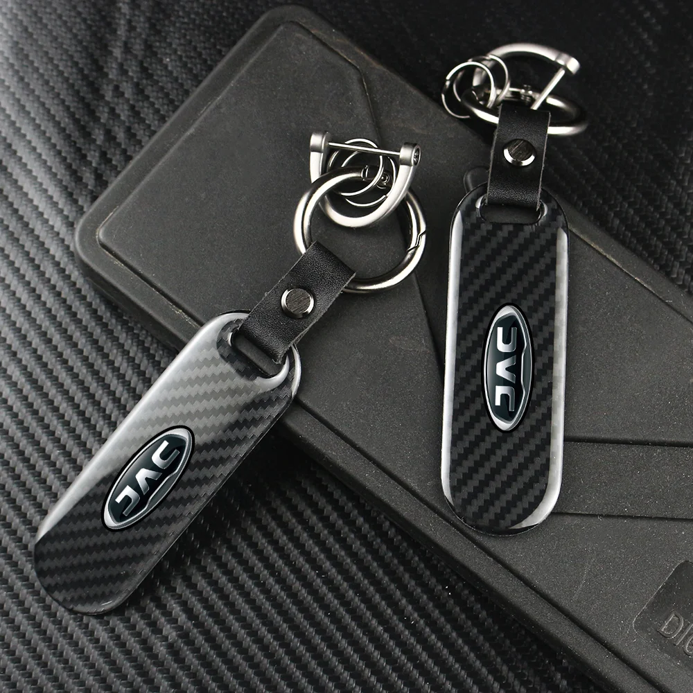 Carbon Fiber Car Keychain Pendant Keyring Horseshoe Buckle For JAC S2 J3 Board JS2 S3 J2 S5 T8 Refine J5 J6 Vapour Accessories